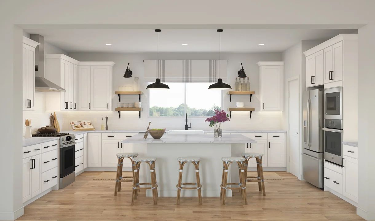 Kitchen with pendant lighting