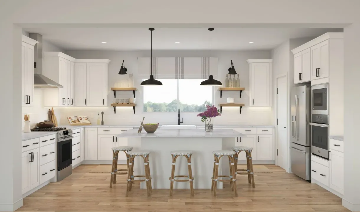 Kitchen with pendant lighting