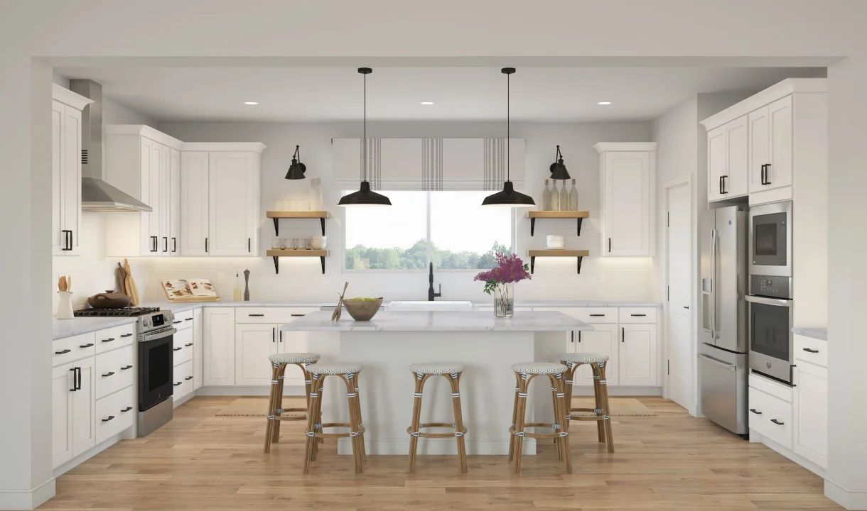 Kitchen with pendant lighting