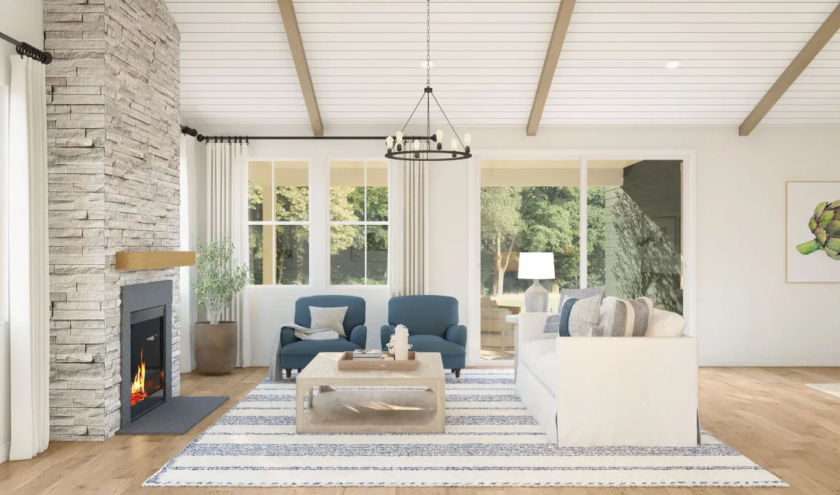 Great room with decorative fireplace