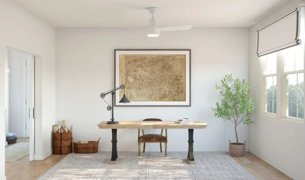 Home office with barn door