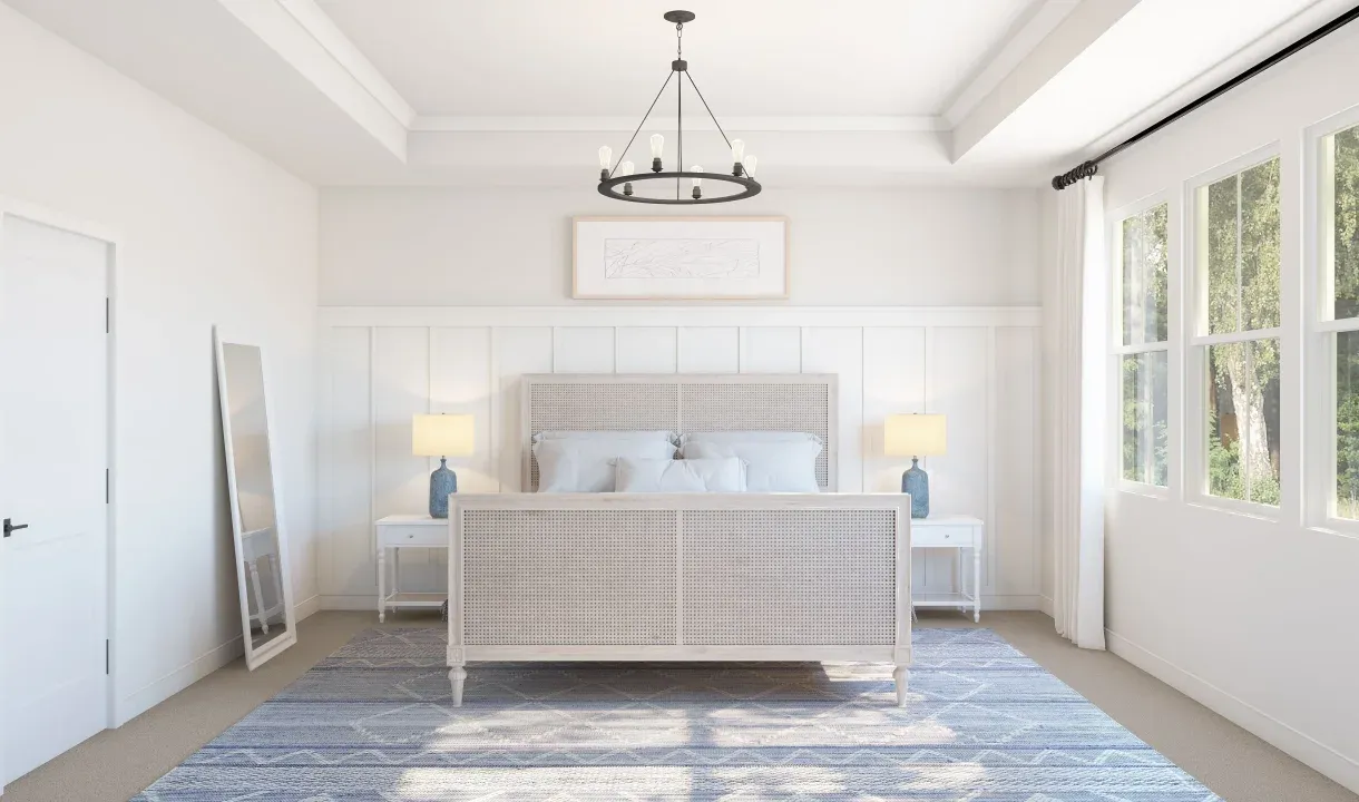 Primary suite with decorative feature wall