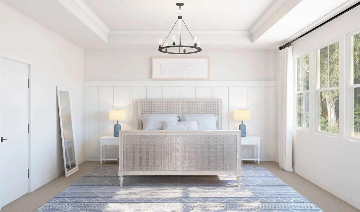 Primary suite with decorative feature wall