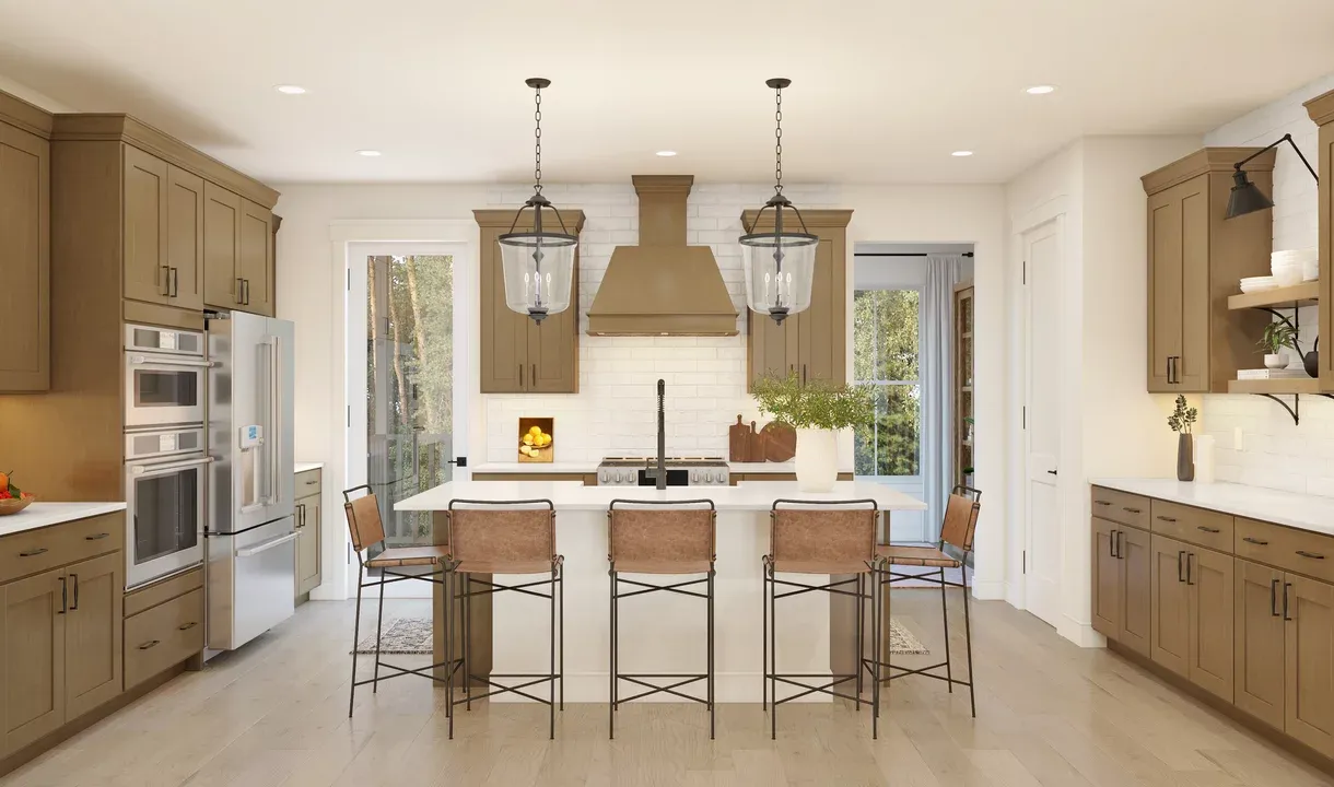 Kitchen with pendant lighting