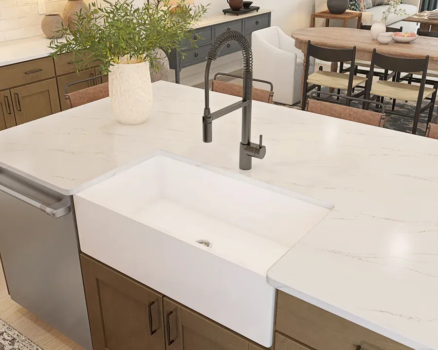 Kitchen with Farmhouse apron front sink