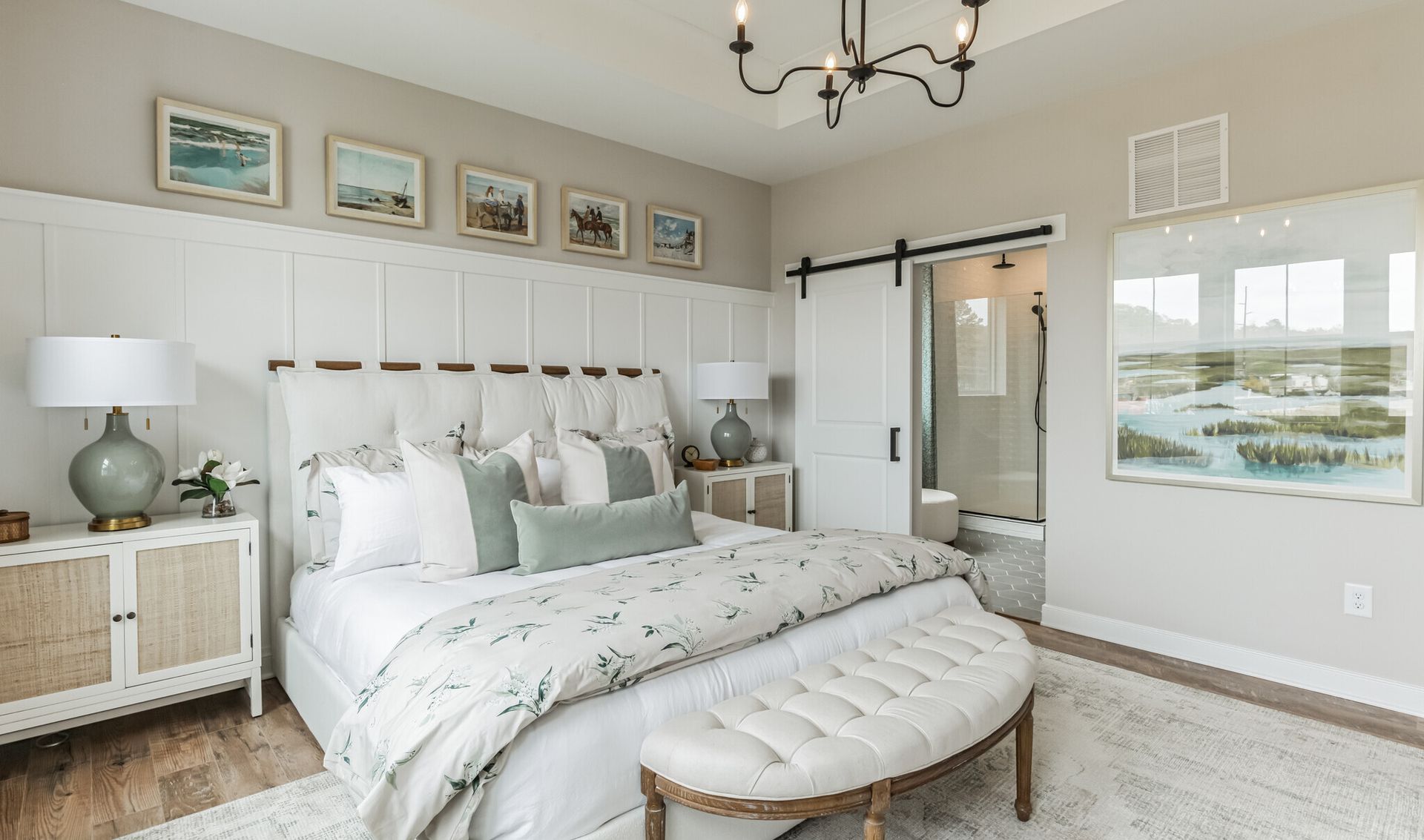 Primary suite with decorative feature wall