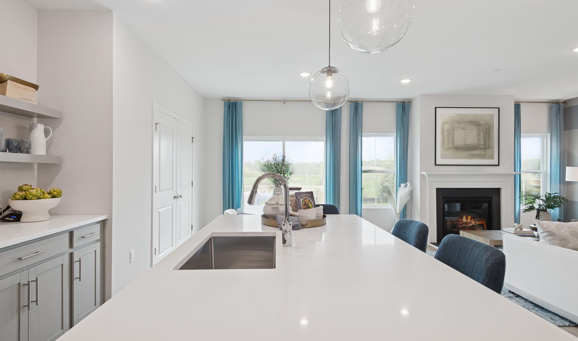 Island with quartz countertops