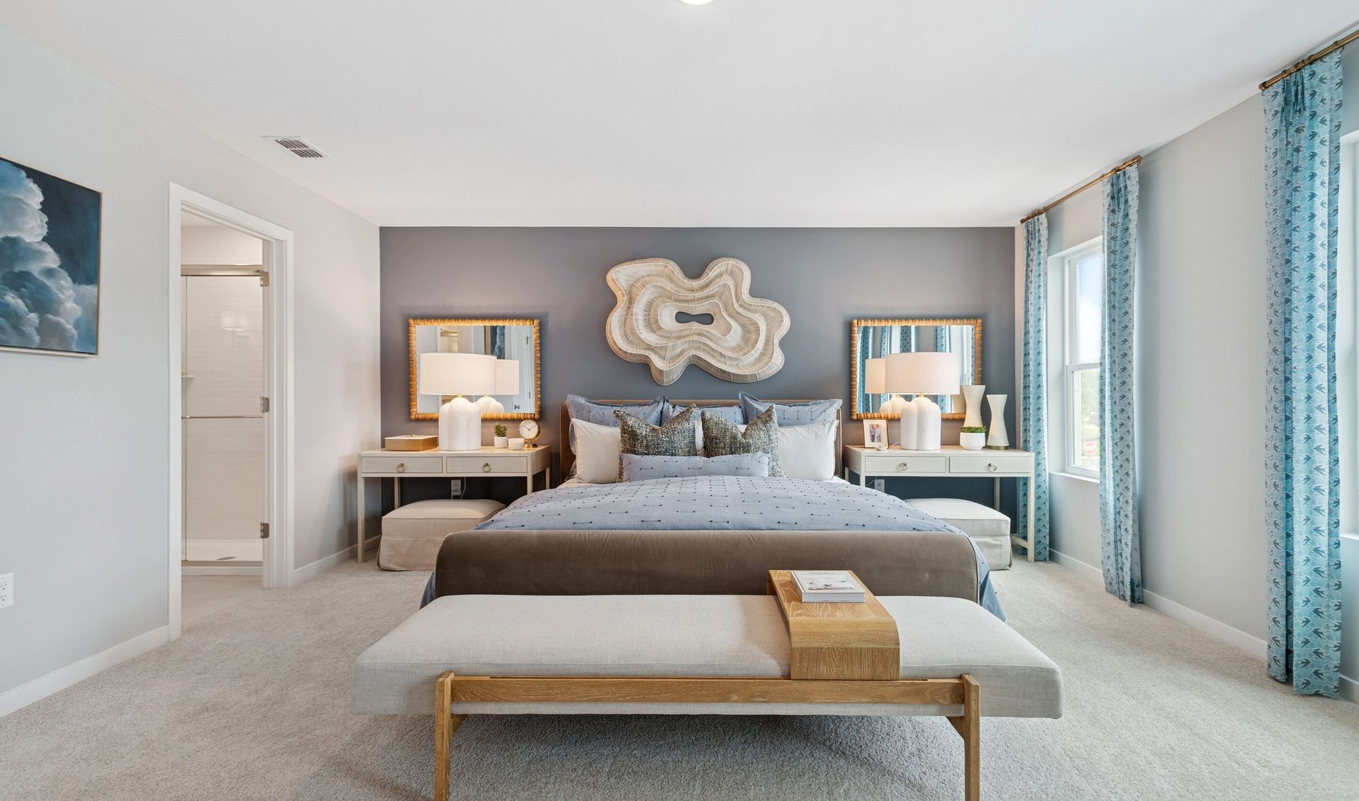 Primary suite with plush carpet