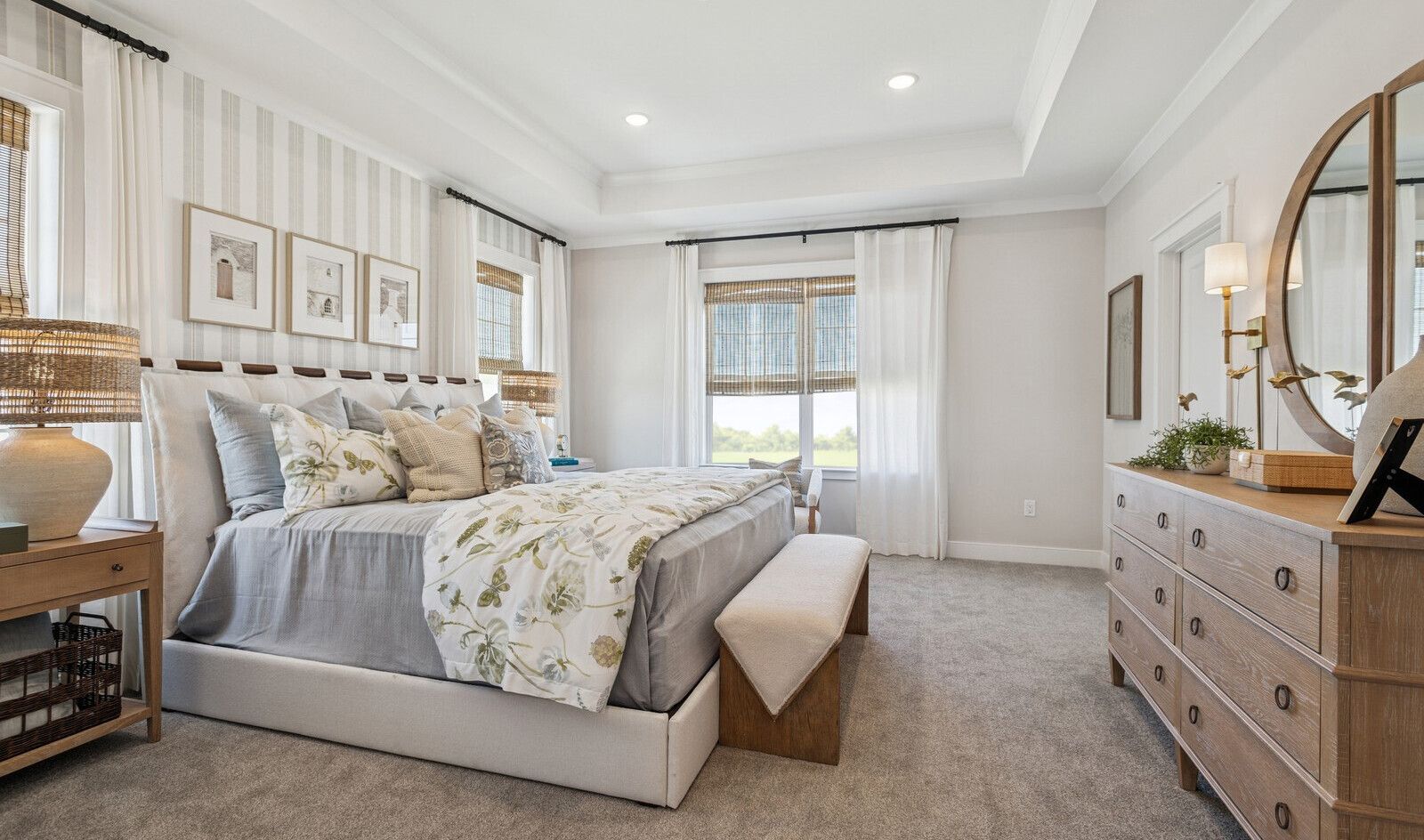 Primary suite with ceiling treatment