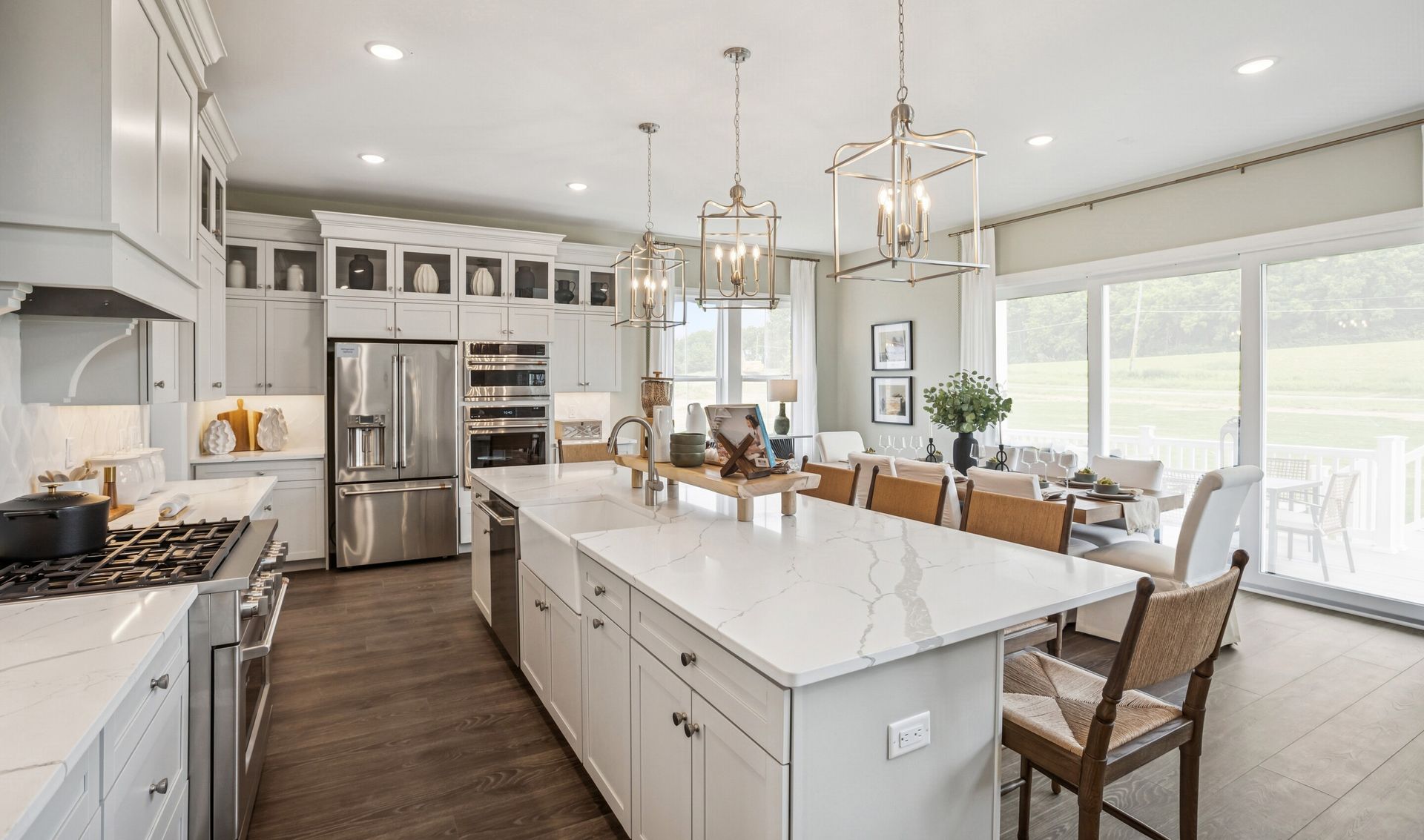 Kitchen open to dining area