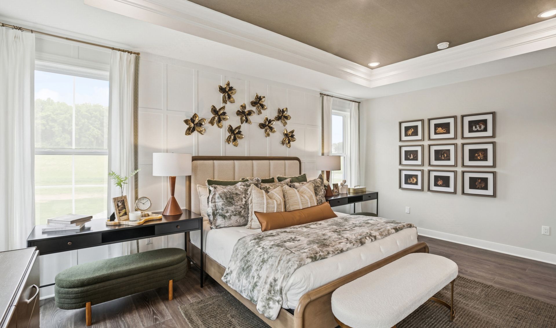 Primary suite with decorative feature wall