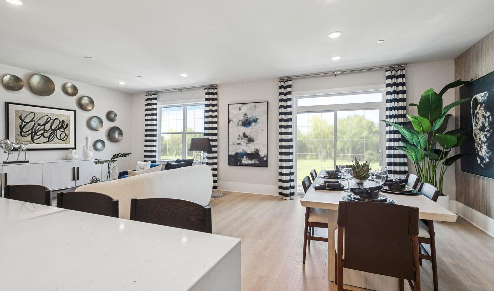 Dining area and great room near kitchen