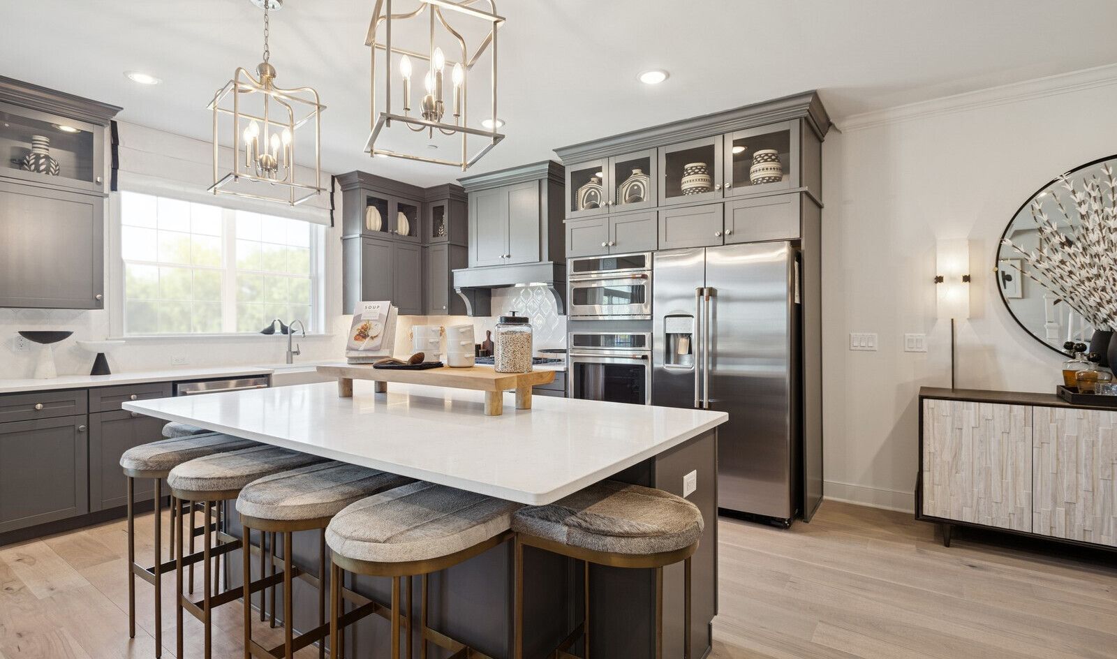 Kitchen with center island and pendant lighting