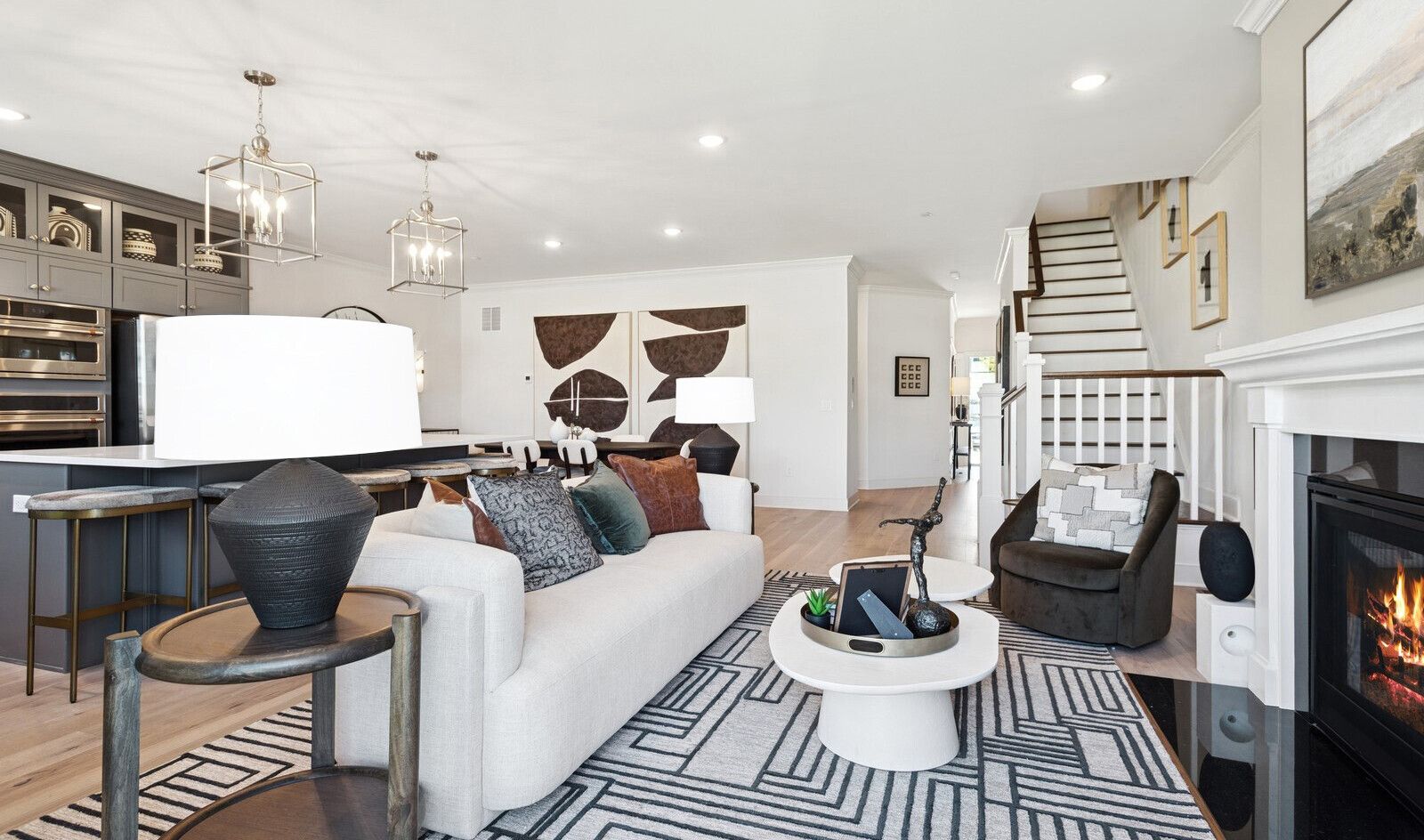 Great room with laminate flooring