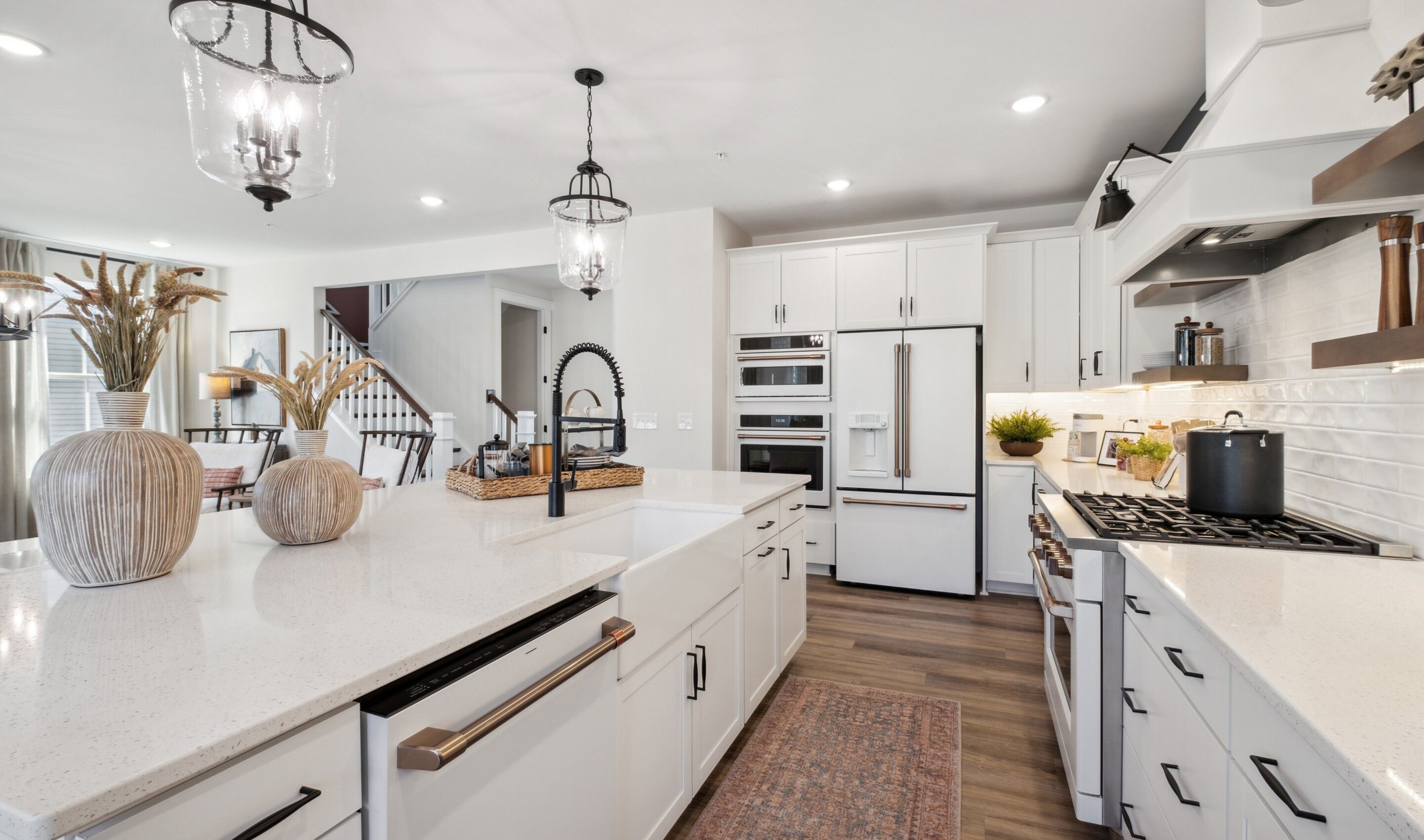 Kitchen with apron front sink