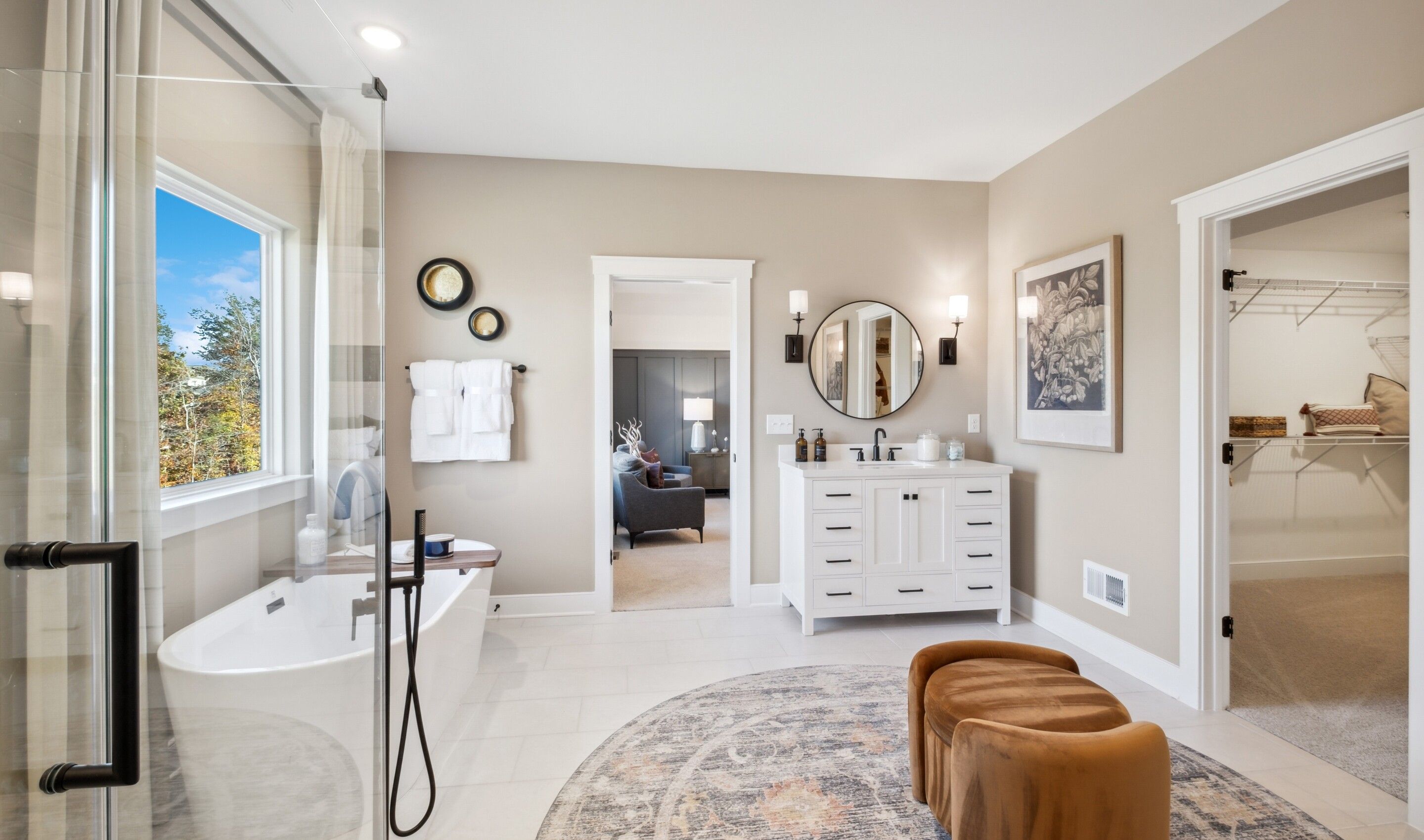 Primary bath with freestanding tub