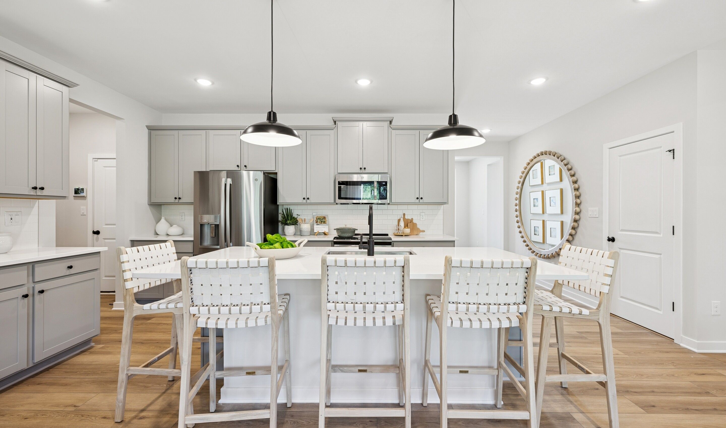Kitchen with center island and pendant lighting
