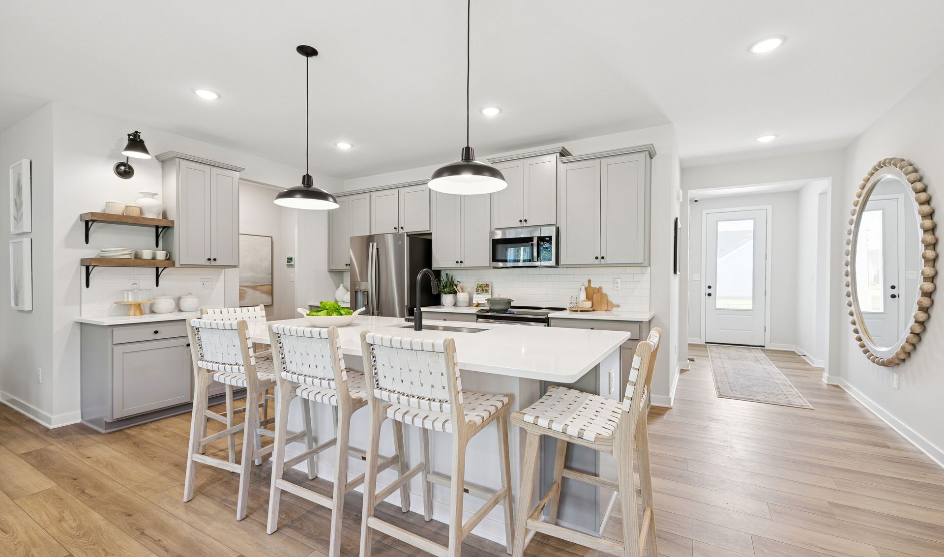 Kitchen with floating shelves