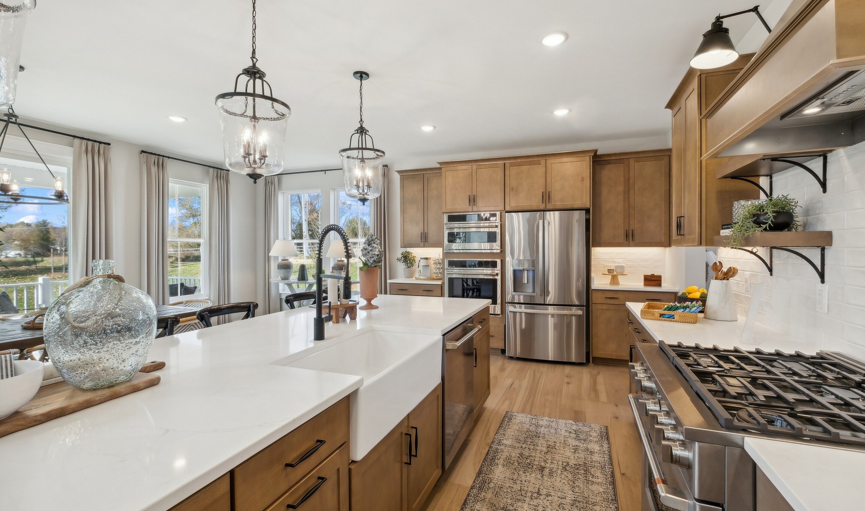 Kitchen with apron front sink