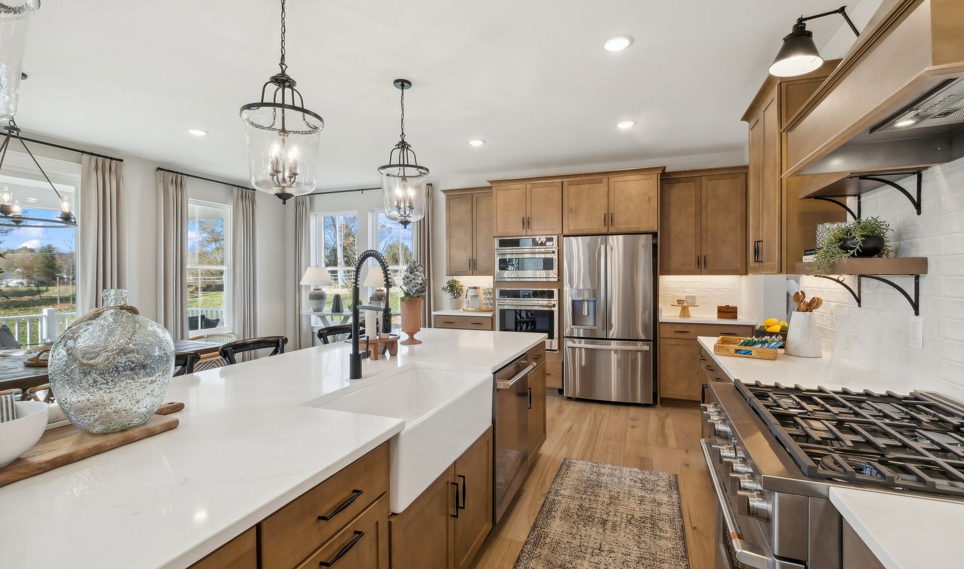 Kitchen with apron front sink