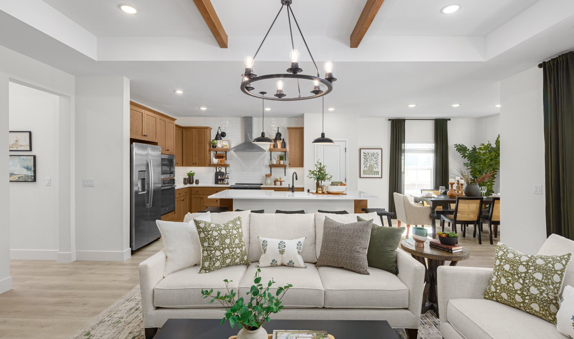 Great room with chandelier