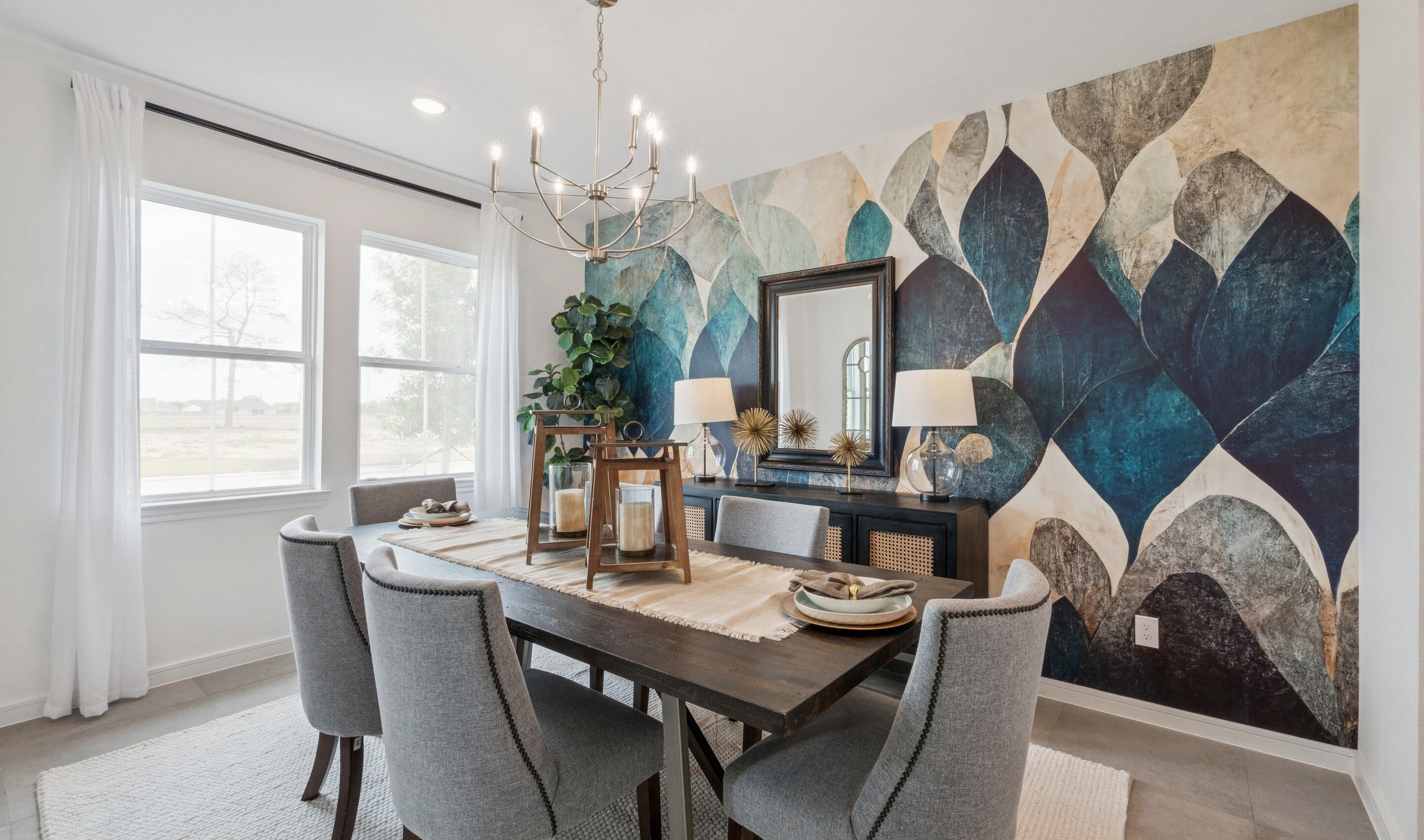 Dining room with chandelier
