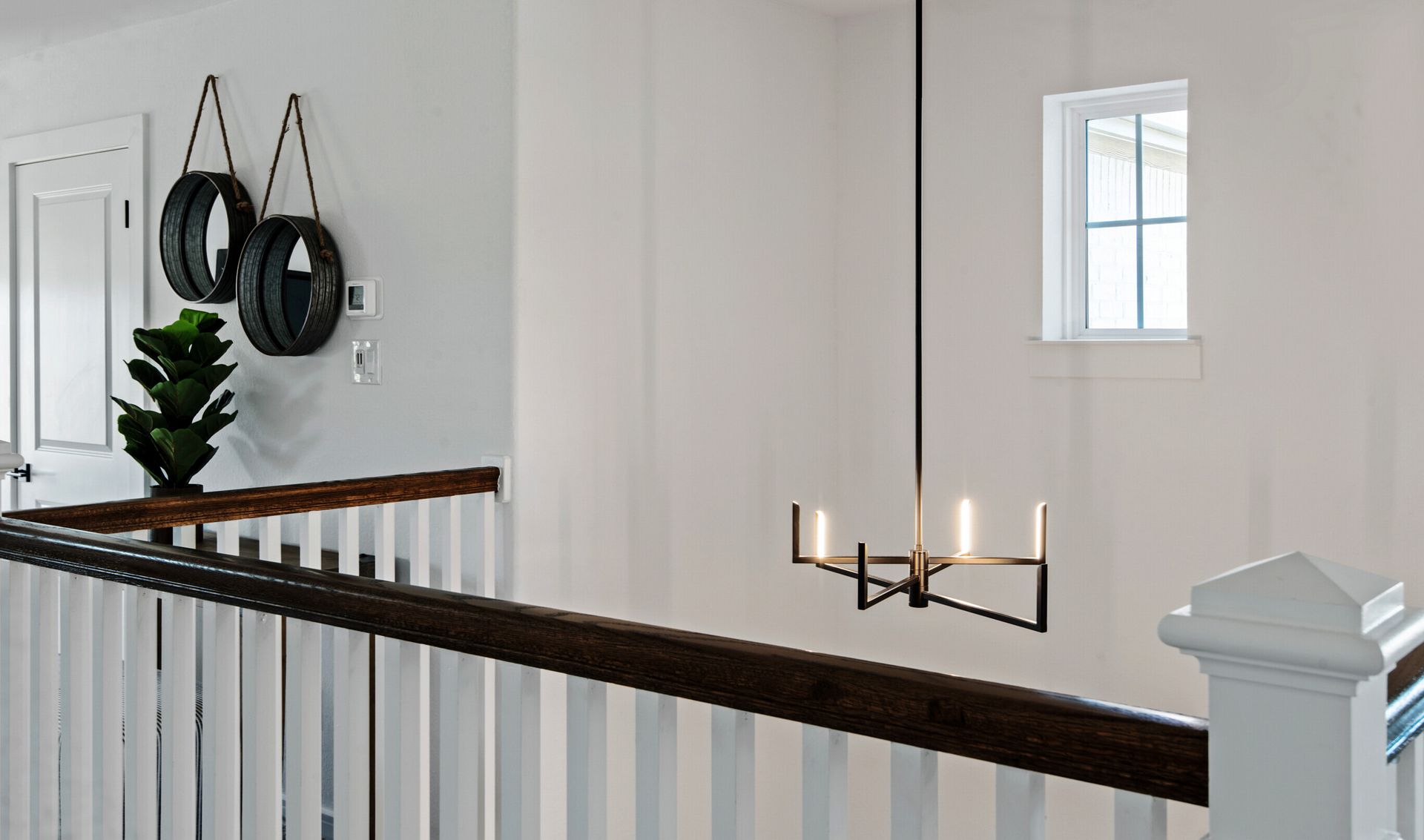 Two-story foyer with chandelier