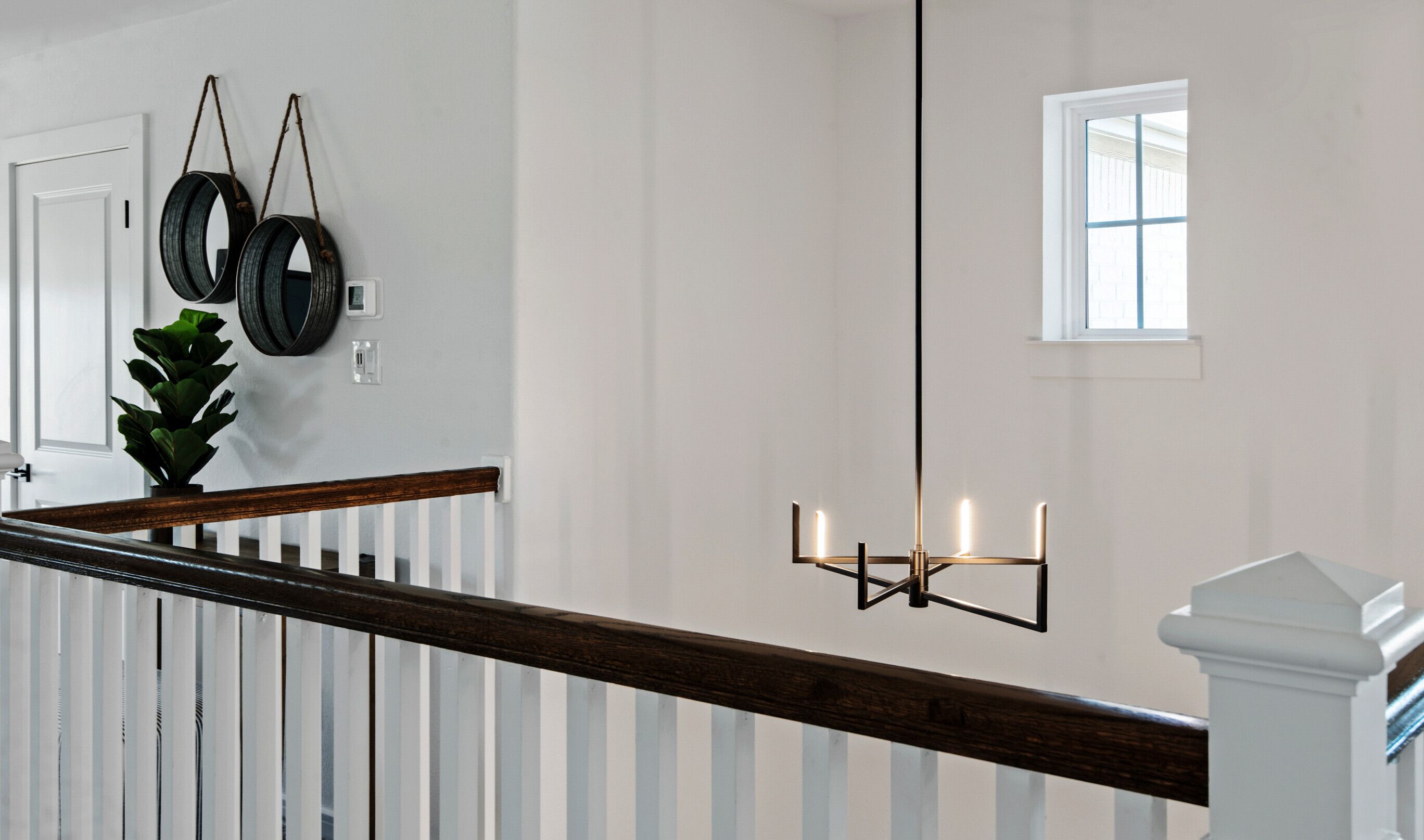 Two-story foyer with chandelier