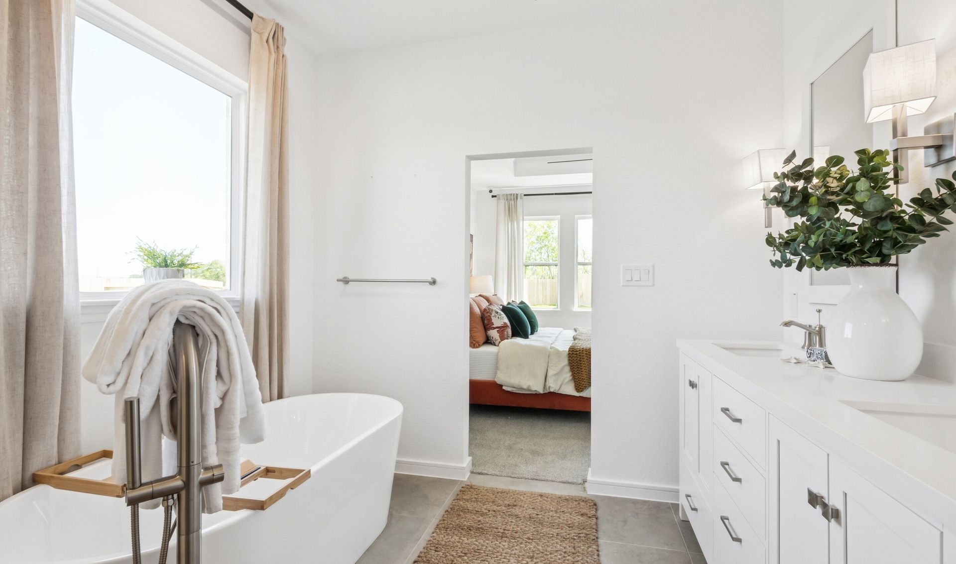 Primary bath with freestanding soaking tub