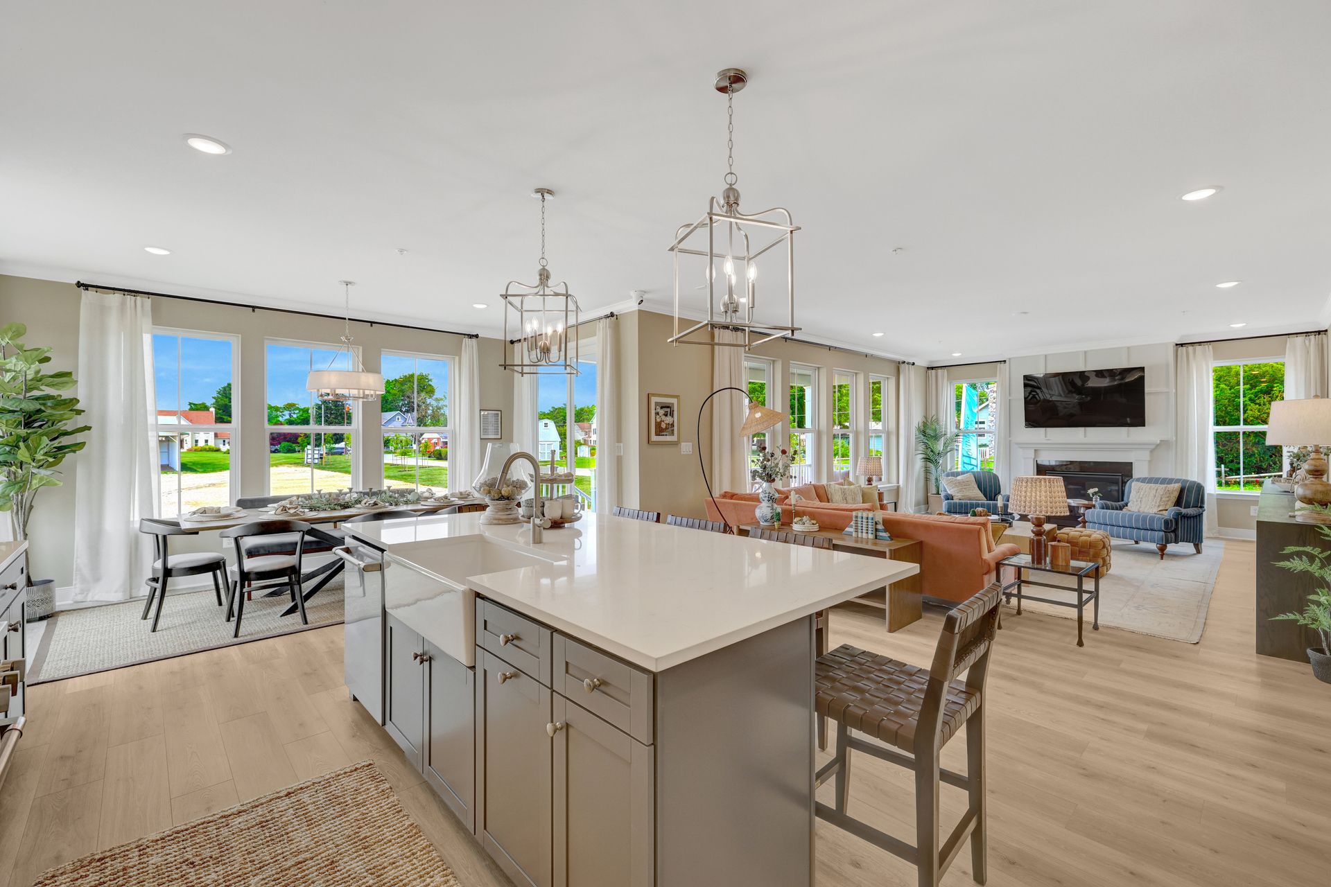 Kitchen with apron front sink
