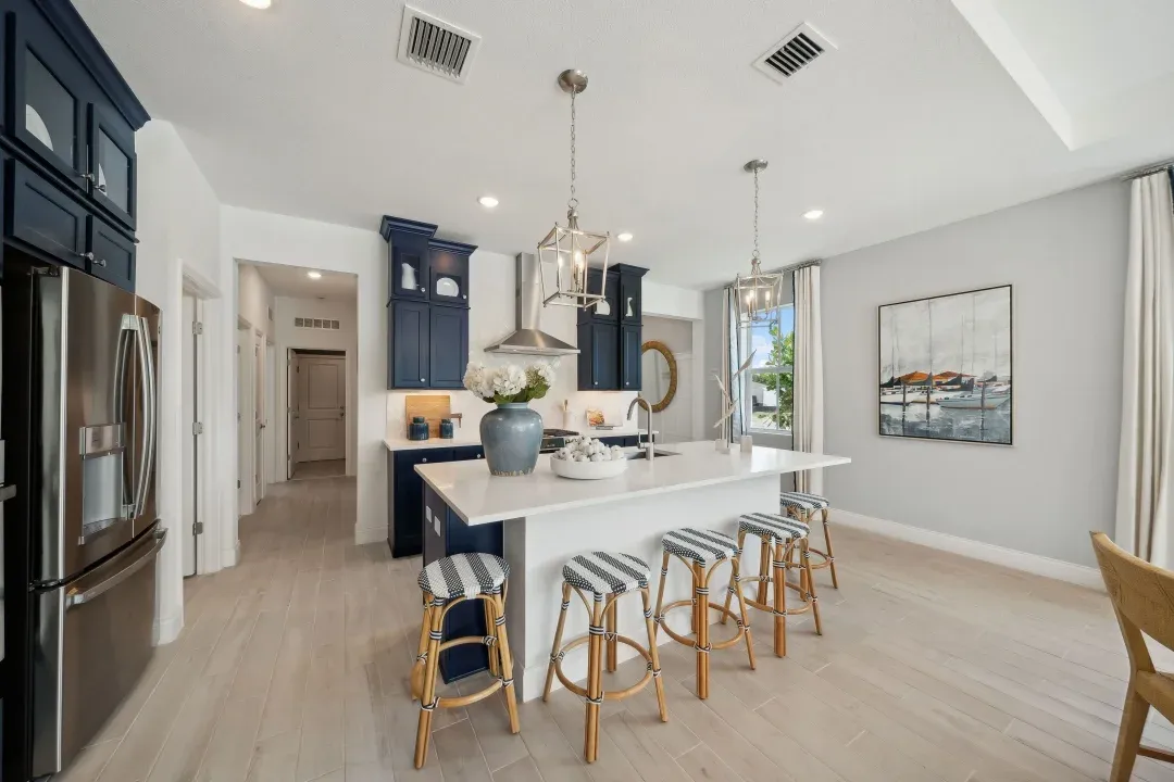 Kitchen with pendant lighting