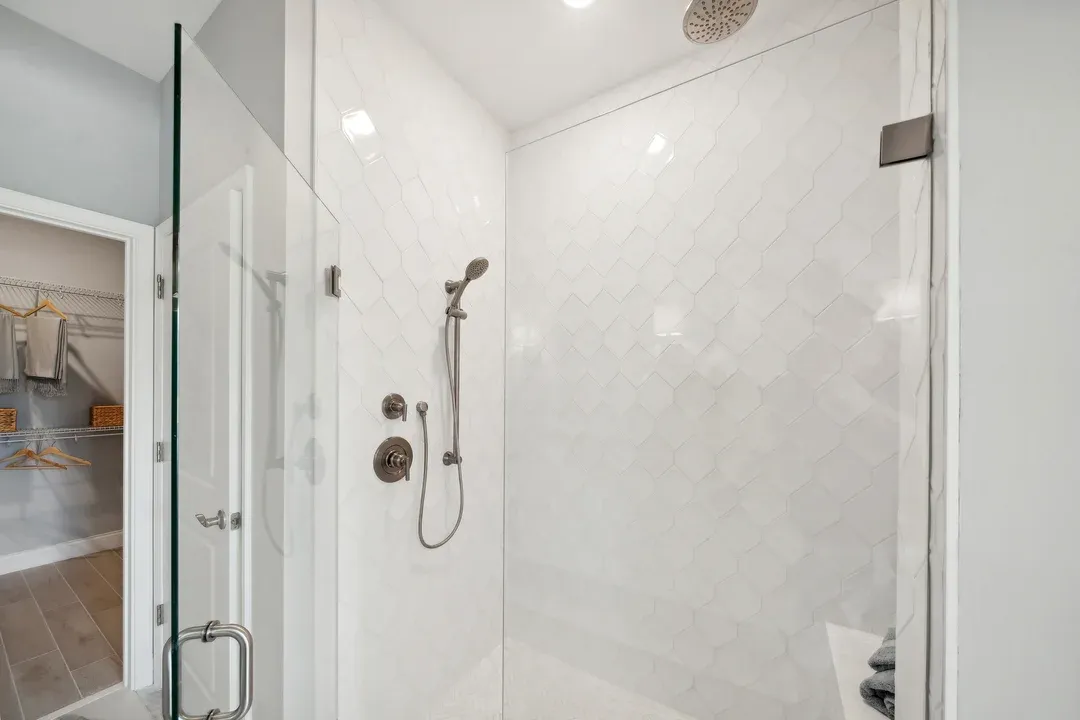 Primary bath shower with glass door