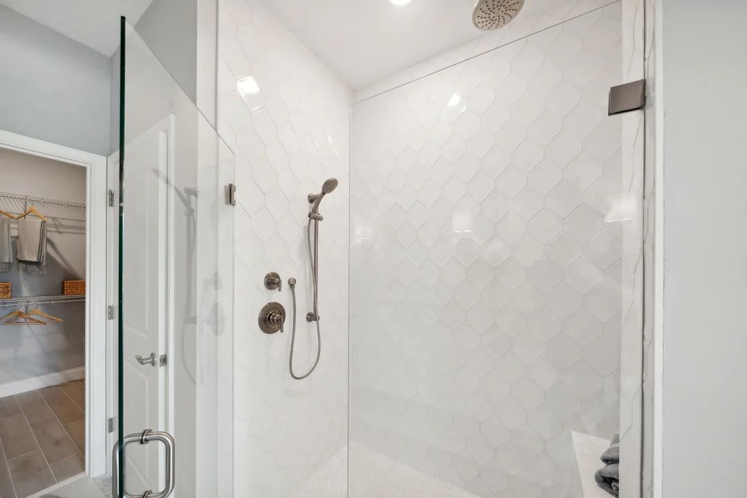Primary bath shower with glass door