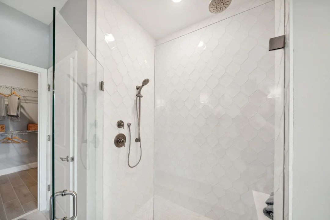 Primary bath shower with glass door