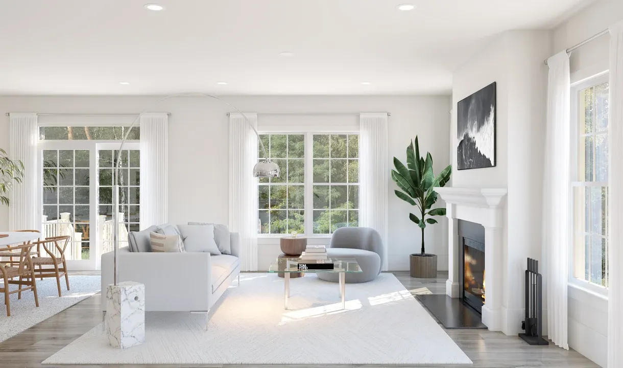 Great room with fireplace-Artist Rendering