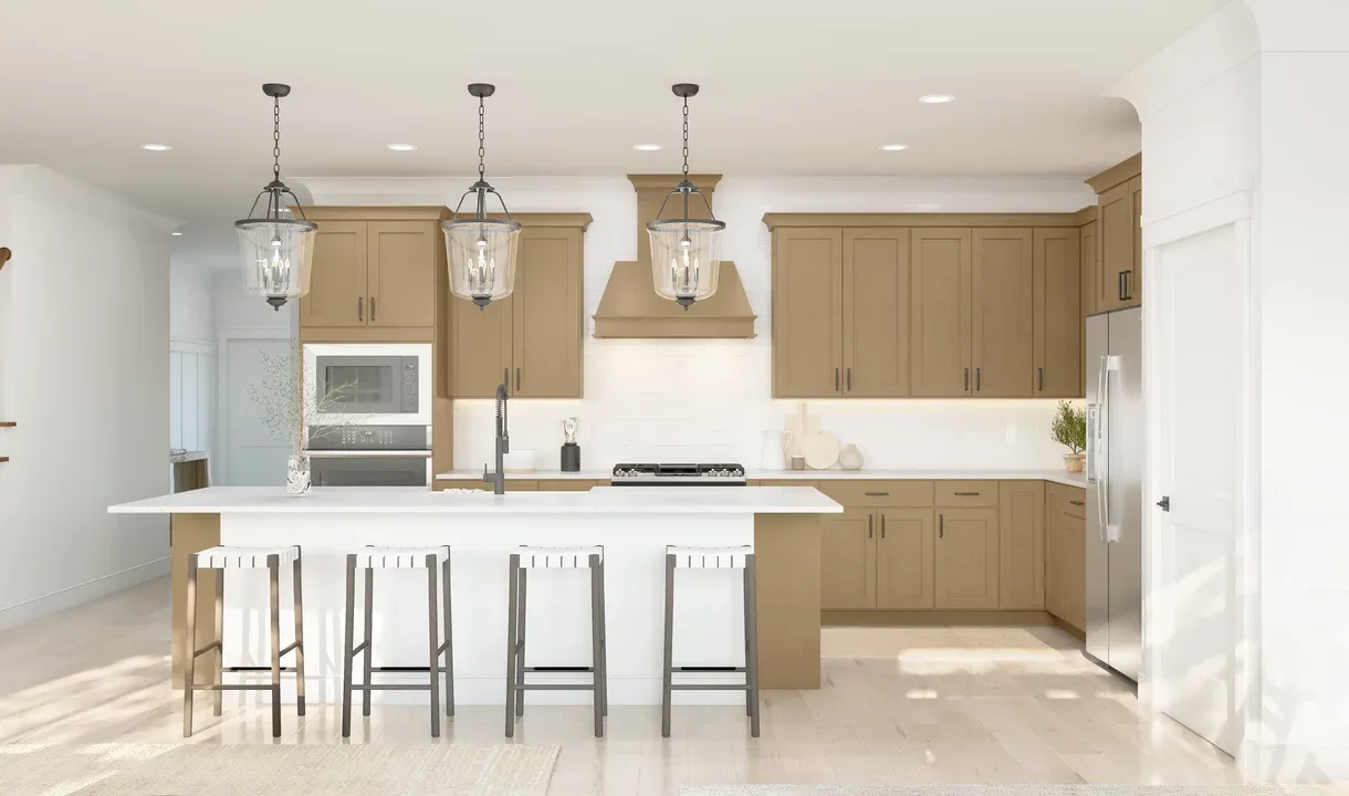 Kitchen with pendant lighting-Artist Rendering