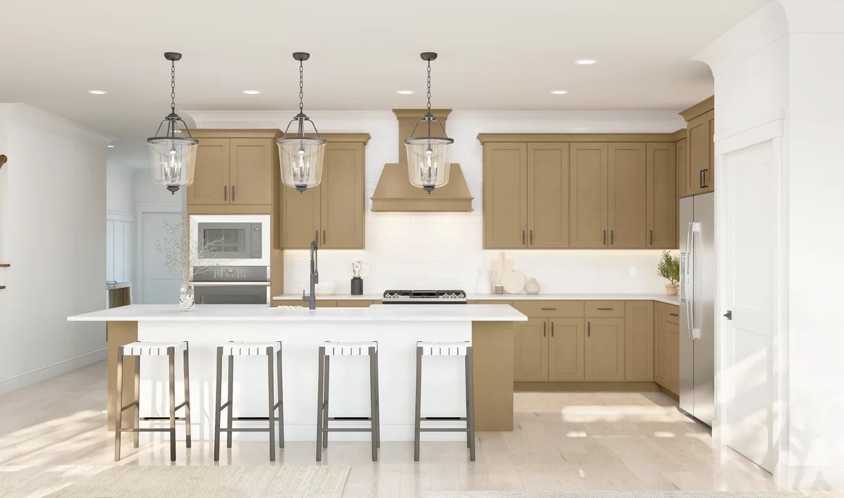 Kitchen with pendant lighting-Artist Rendering