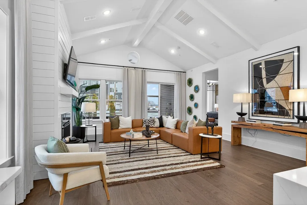 Great room with vaulted ceiling