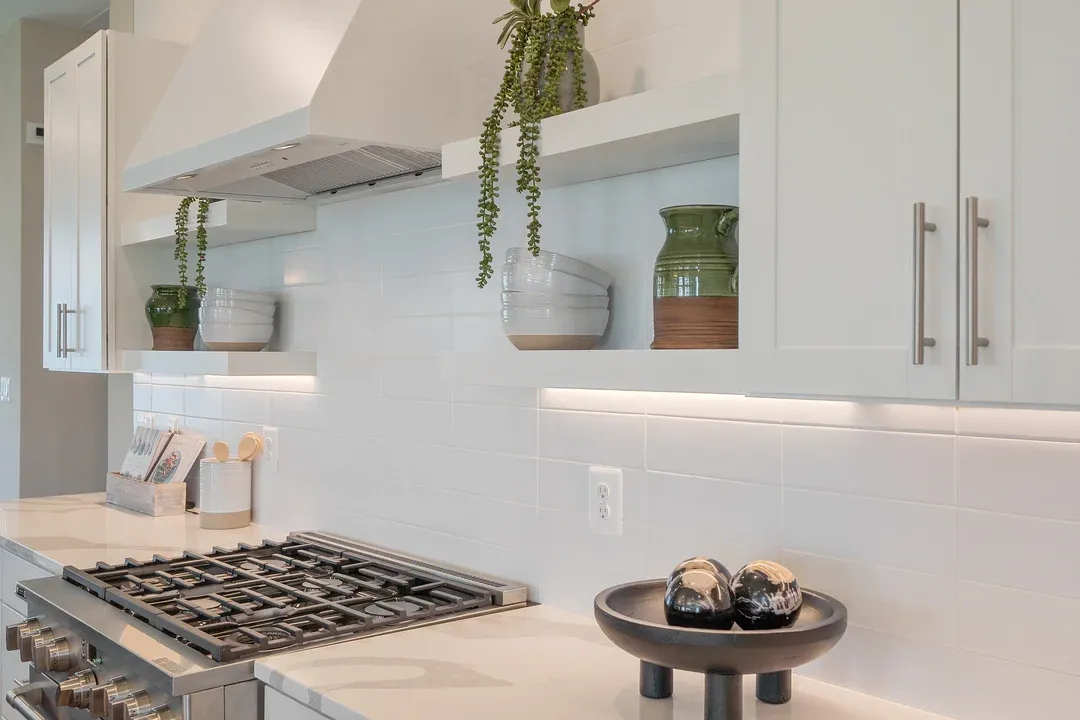 Kitchen with subway tile backsplash
