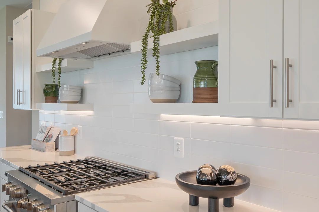 Kitchen with subway tile backsplash