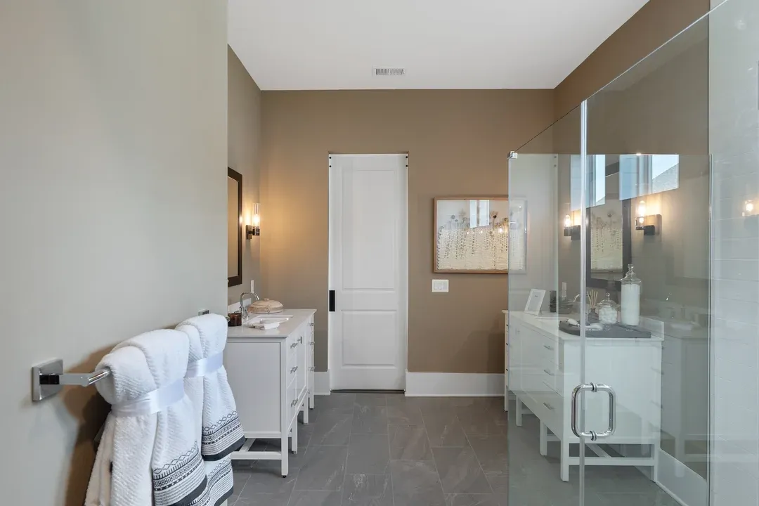 Primary bath with dual vanities and shower