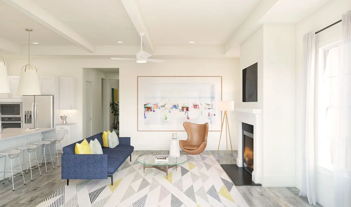 Great room with fireplace