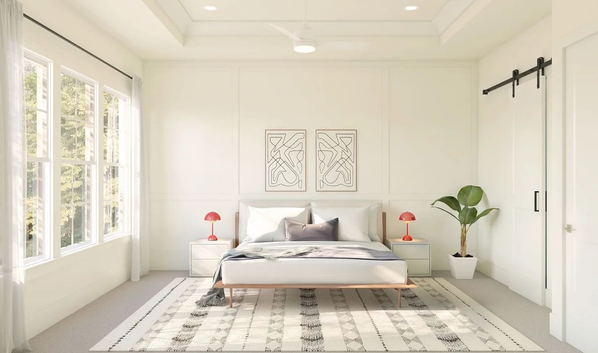 Primary suite with decorative feature wall