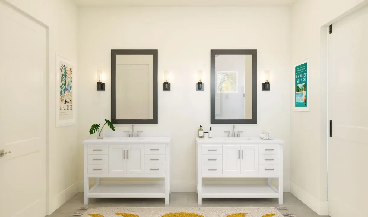 Primary bath with dual vanities