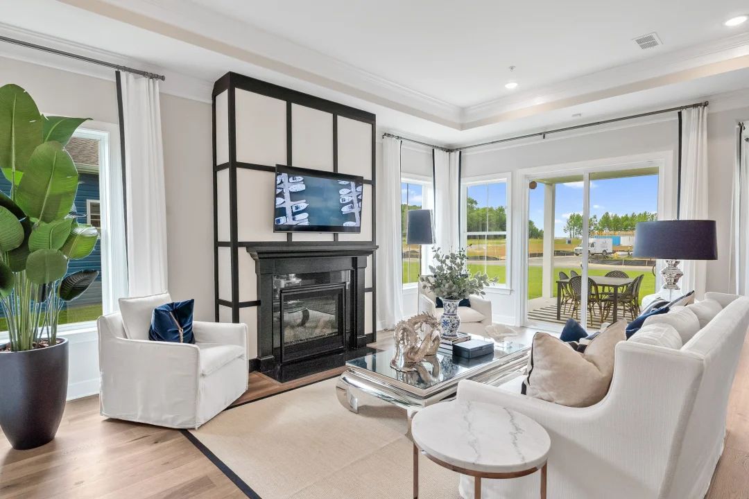 Great room with tray ceiling and optional fireplace