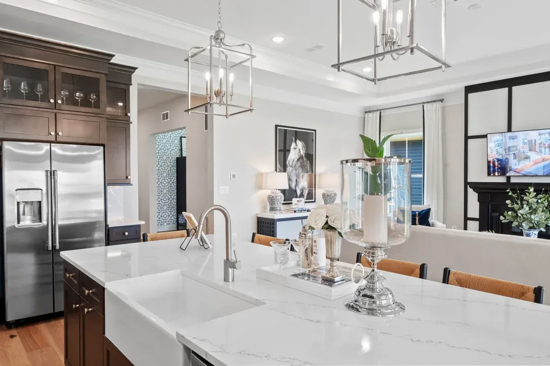 Kitchen island with pendant lighting