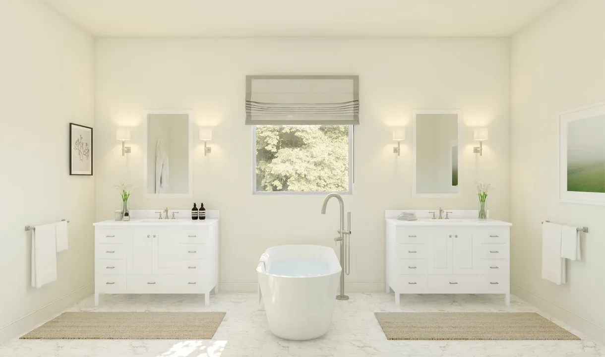 Primary bath with dual vanities and optional freestanding tub