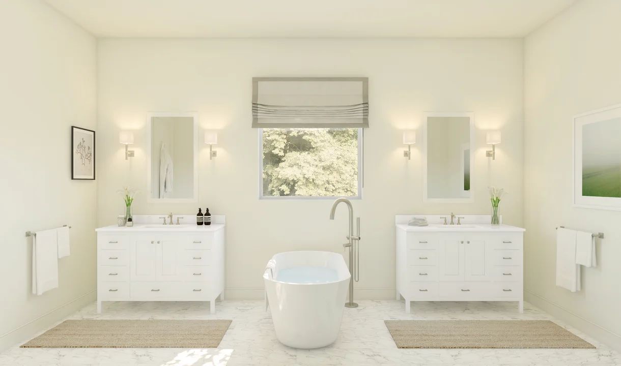 Primary bath with dual vanities and optional freestanding tub