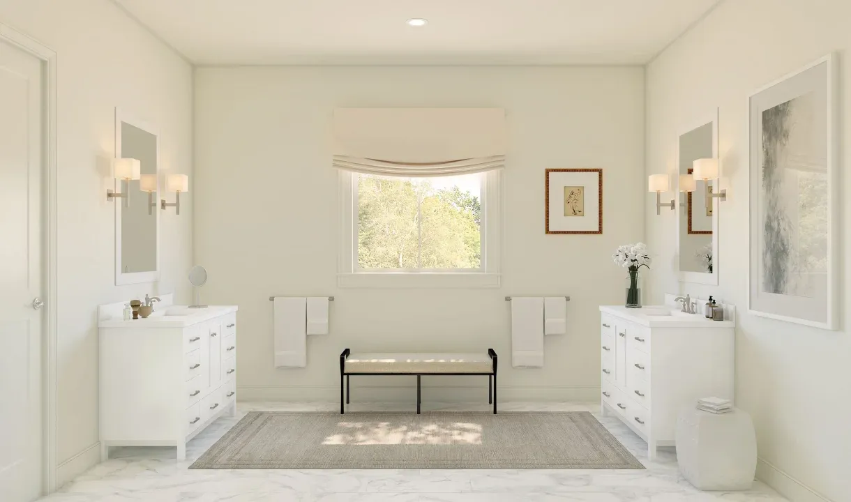 Primary bath with dual vanities