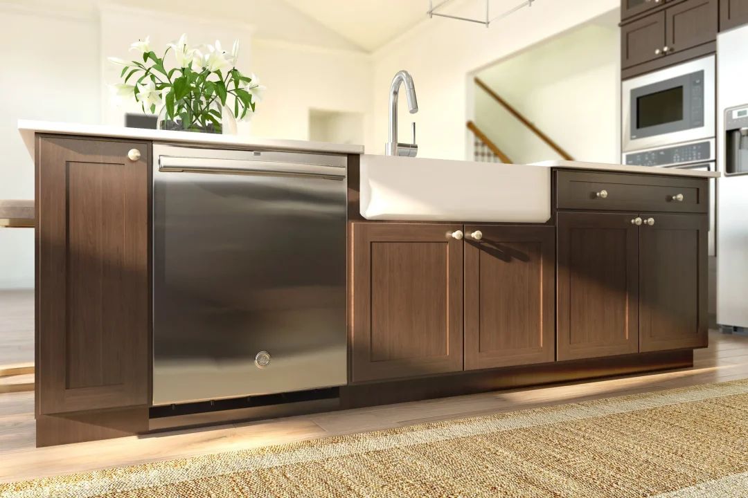 Kitchen island with apron front sink